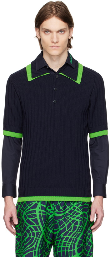 Photo: Moschino Navy Layered Polo