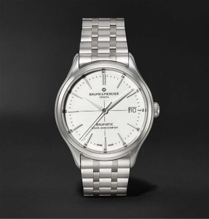Photo: Baume & Mercier - Clifton Baumatic Automatic Chronometer 40mm Stainless Steel Watch, Ref. No. M0A10505 - White
