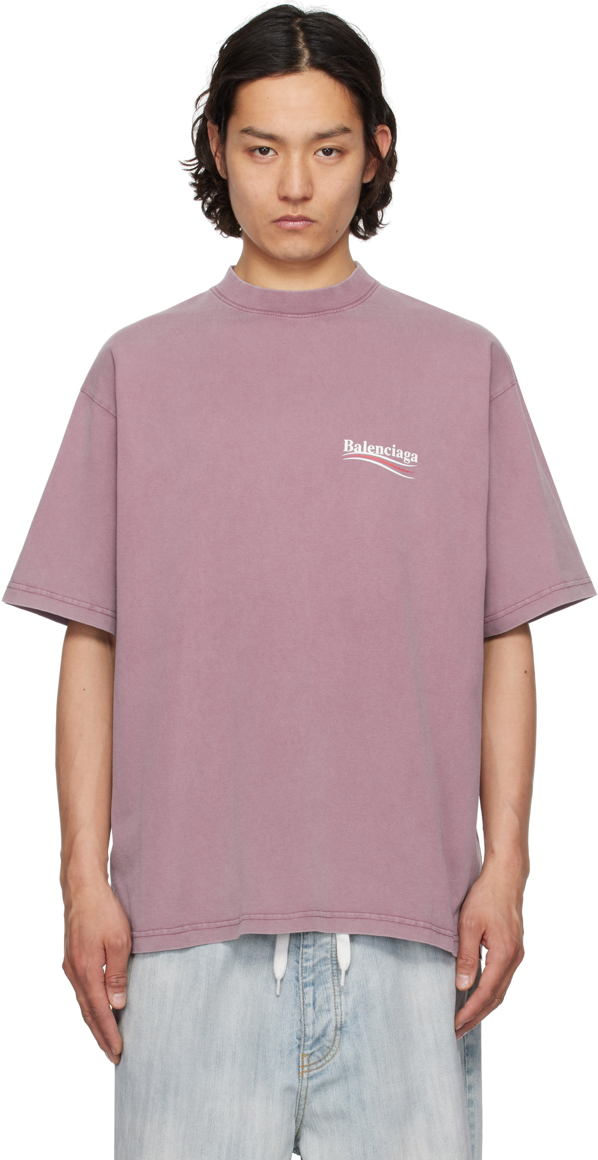 【BALENCIAGA】パープル Political Campaign Tシャツ purple-political-campaign-t-