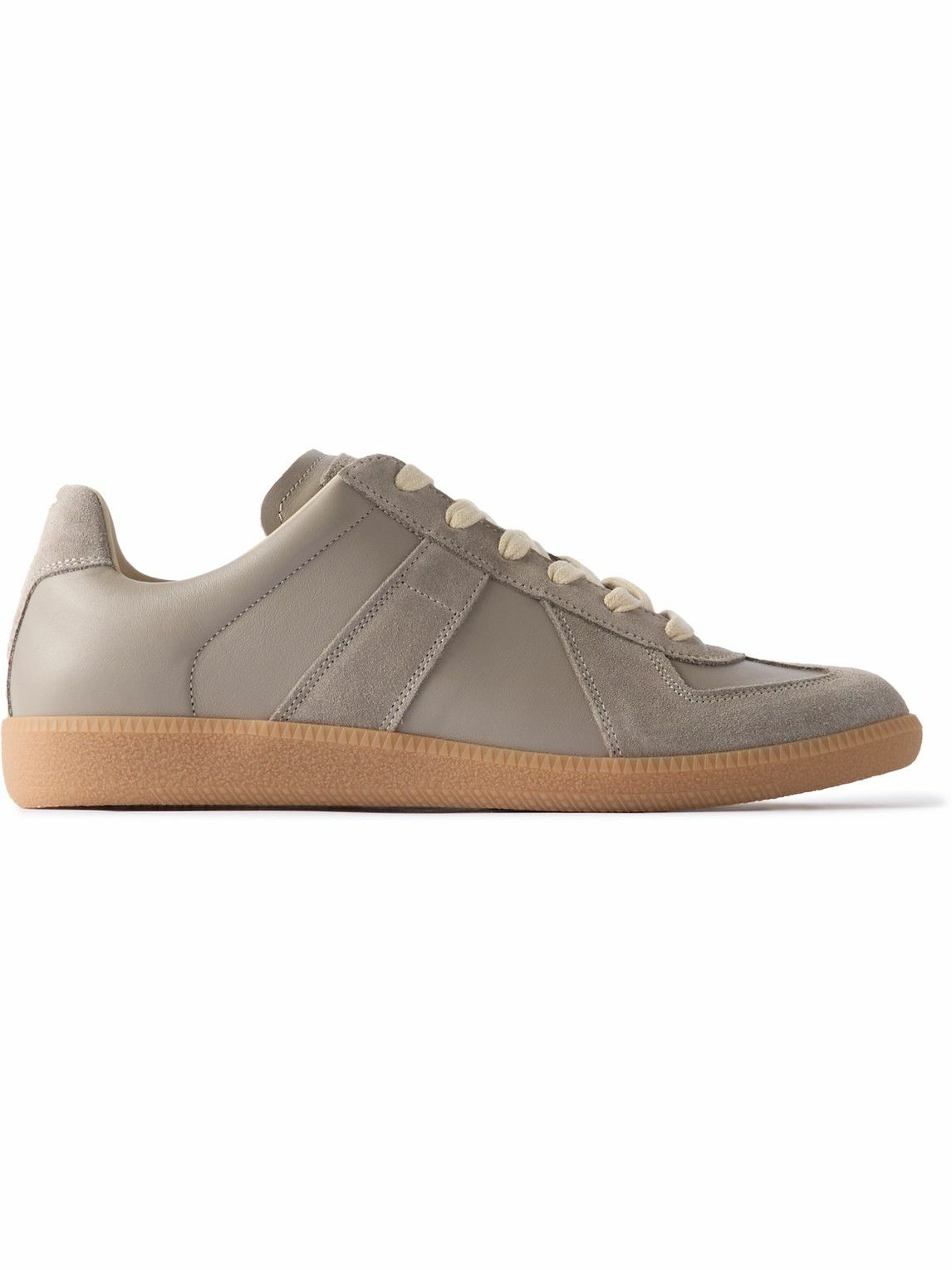 【Maison Margiela】20mm Replica レザー&スエードスニーカー レザーにスエードをあしらった〈メゾン マルジェラ〉の