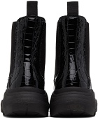 GmbH Black Croc Embossed Chelsea Boots