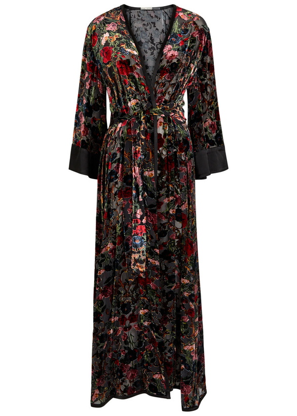 Photo: Alice + Olivia Nomi Floral-jacquard Maxi Kimono Black