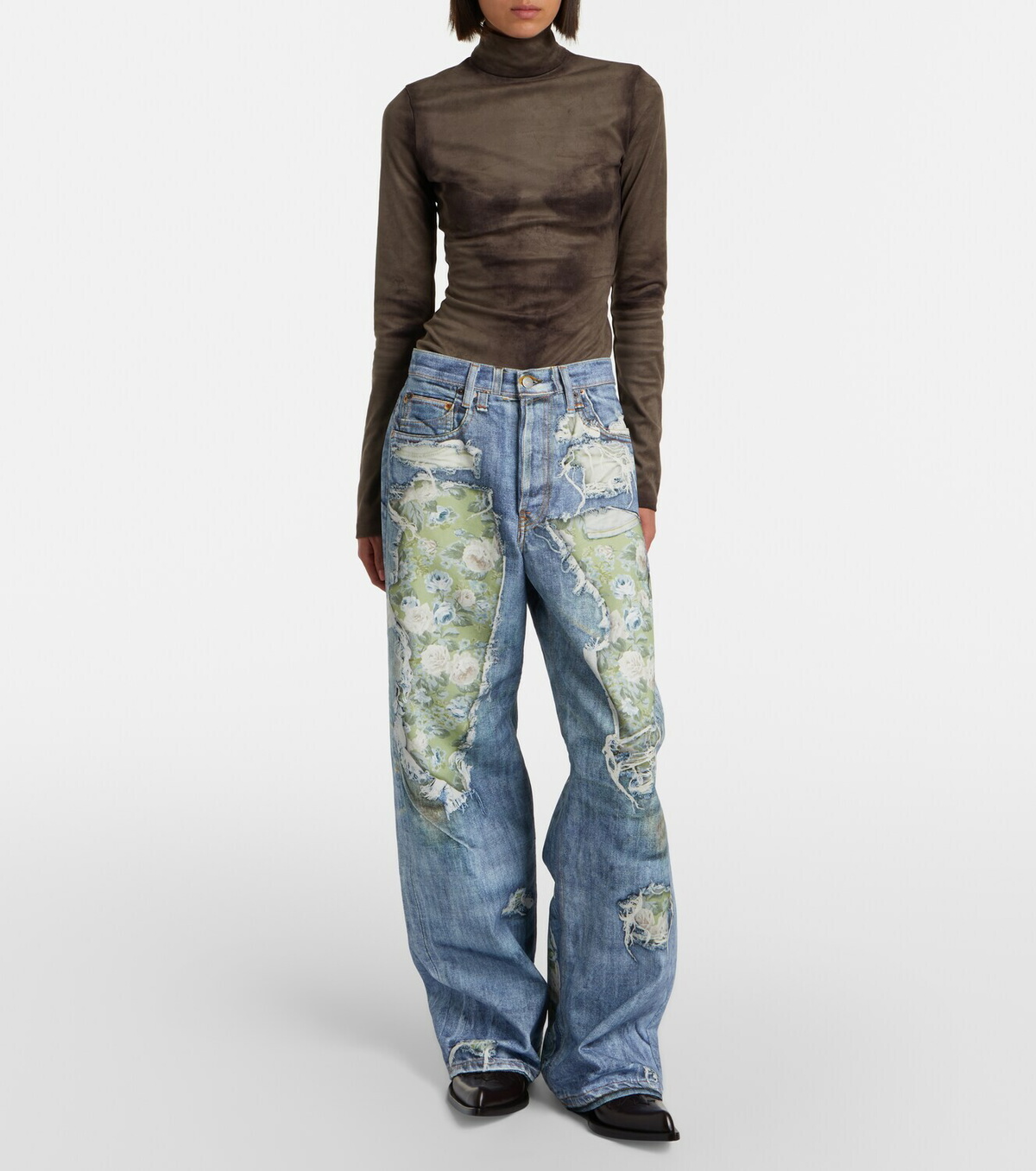 Acne Studios Printed wide-leg jeans