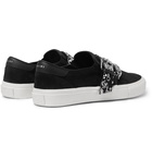 AMIRI - Embellished Leather-Trimmed Suede Slip-On Sneakers - Black