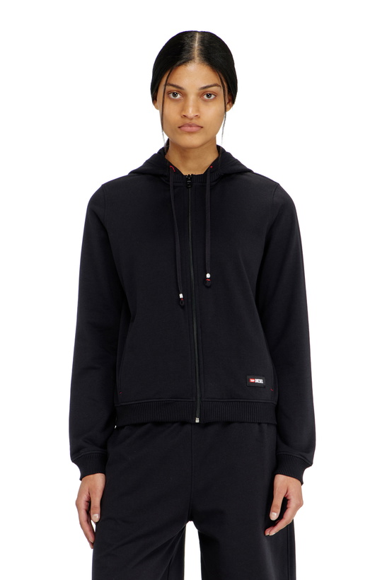 Photo: Diesel Hoodie in peached cotton blend - Tops Womens in Black
