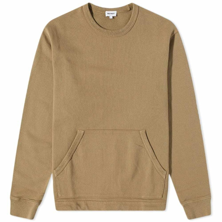 Photo: Norse Projects Men's Fraser Tab Series Crew Sweat in Utility Khaki