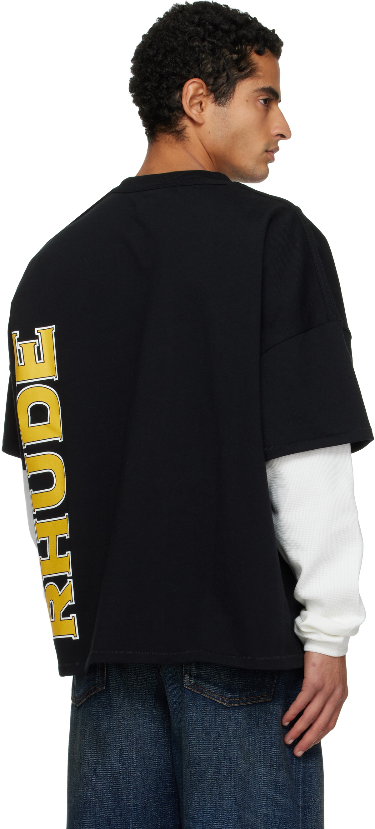 Rhude Black 'Rhude' Steel Double-Layered T-shirt