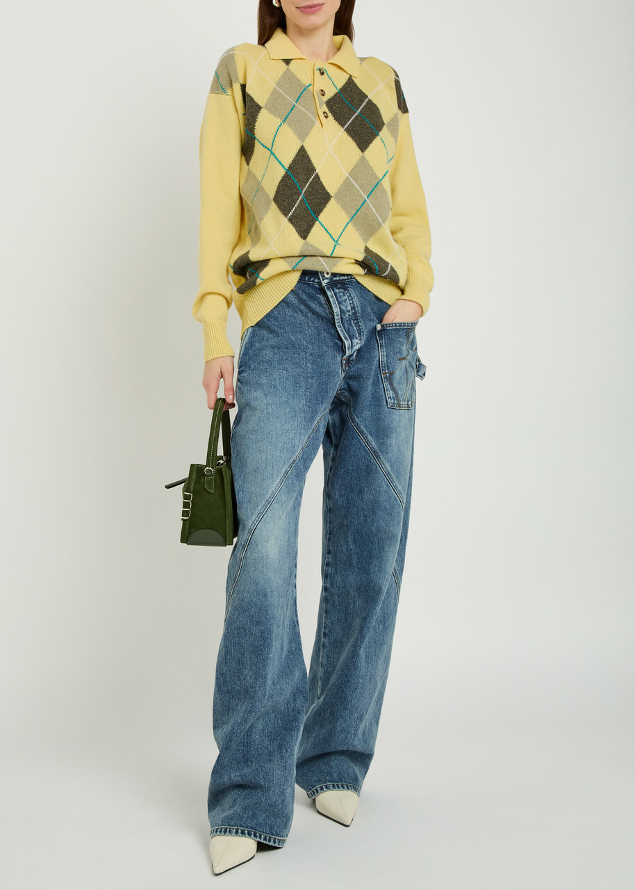 JW Anderson Pringle Argle Wool Polo Jumper Yellow