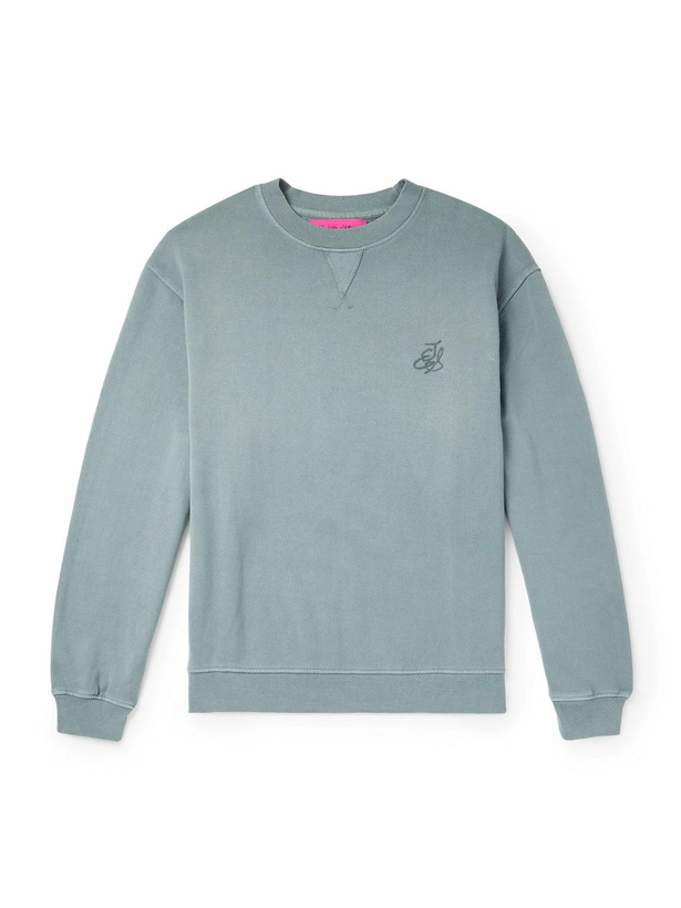 Photo: The Elder Statesman - Daily Crew Cotton and Cashmere-Blend Jersey Sweatshirt - Blue