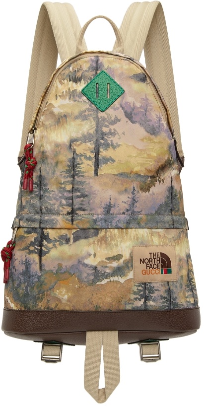 Photo: Gucci Beige & Brown The North Face Edition Watercolor Backpack