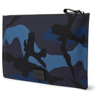 Valentino - Valentino Garavani Logo-Appliquéd Camouflage-Print Canvas Pouch - Blue