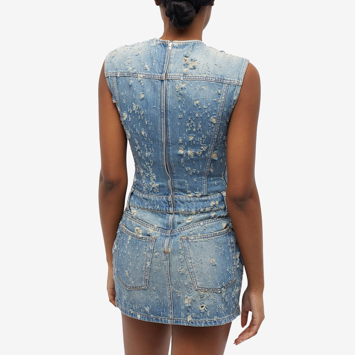 オールインワン・サロペット Acne Studios Mid-Blue Cotton Denim Mini Dress Acne Studios Denim Mini Dress in Mid Blue | FWRD