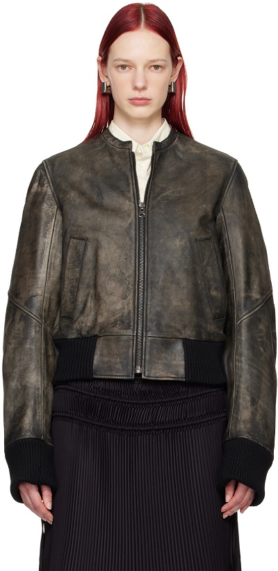 Photo: MM6 Maison Margiela Brown Faded Leather Jacket