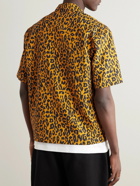 Palm Angels - Camp-Collar Cheetah-Print Linen and Cotton-Blend Shirt - Orange