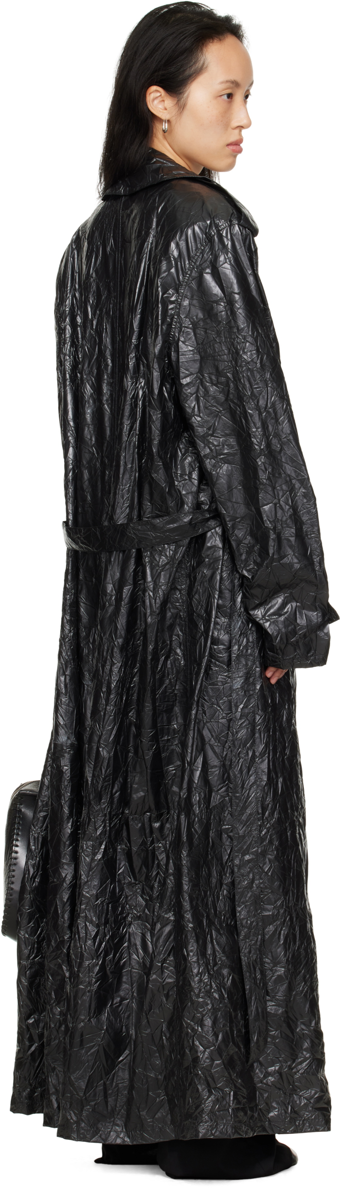 LU'U DAN Black Crumple Trench Coat