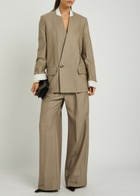 Victoria Beckham Folded-collar Double-breasted Wool Jacket Grey