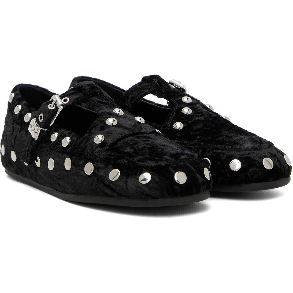 GANNI Black Mary Jenny Velvet Flats