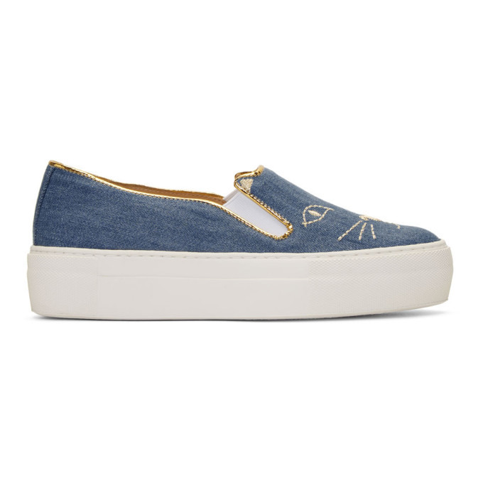 Charlotte Olympia Blue Denim Cool Cats Sneakers Charlotte Olympia