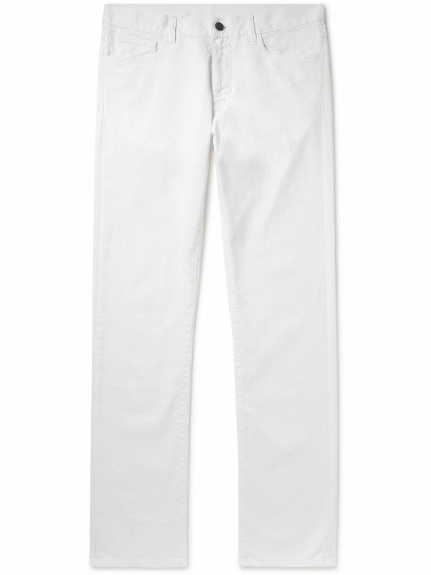 Photo: Canali - Straight-Leg Stretch-Cotton Twill Trousers - White