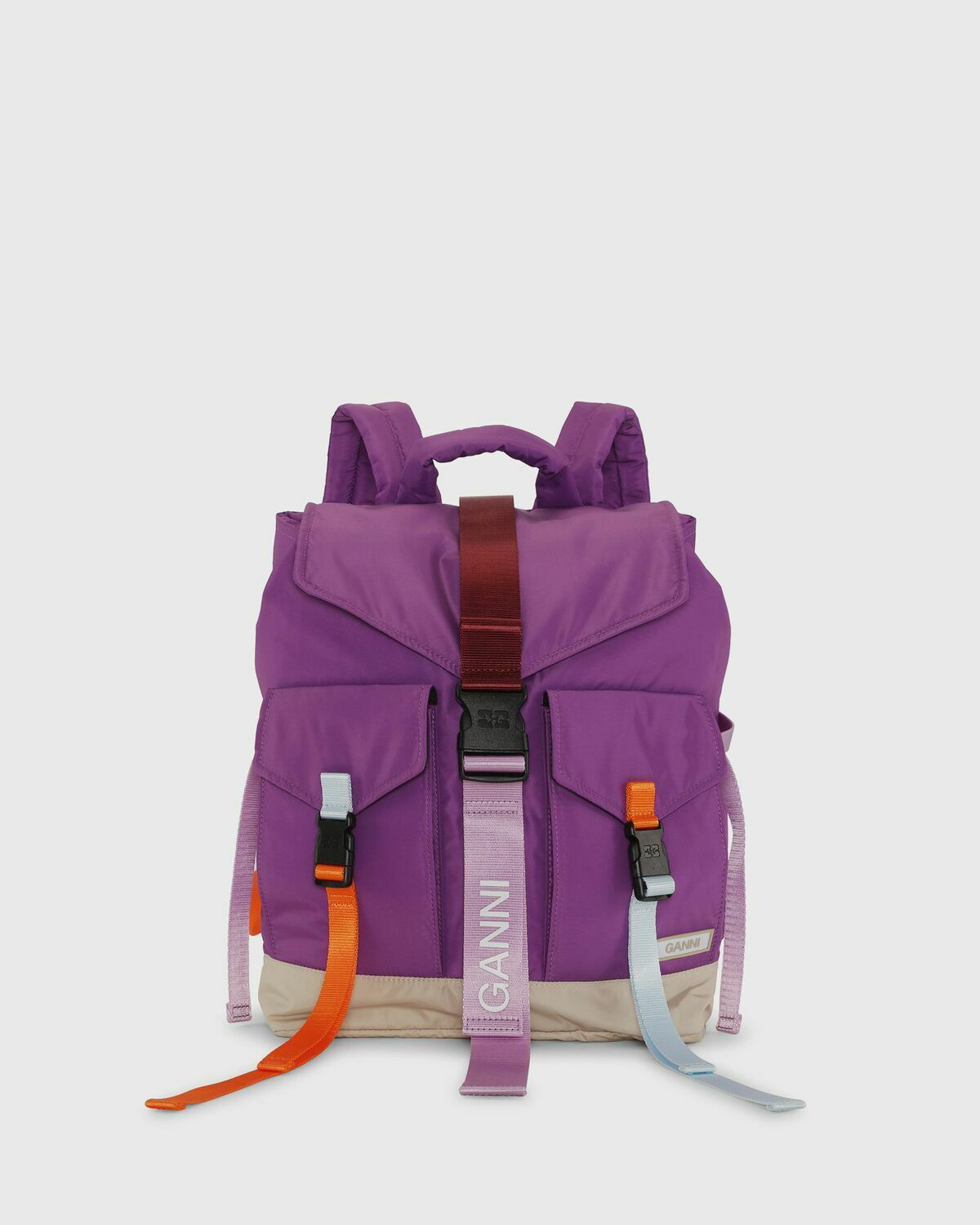 Ganni Tech Small Recycled Canvas Tote Bag in Purple