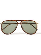 SAINT LAURENT - Aviator-Style Gold-Tone and Tortoiseshell Acetate Sunglasses