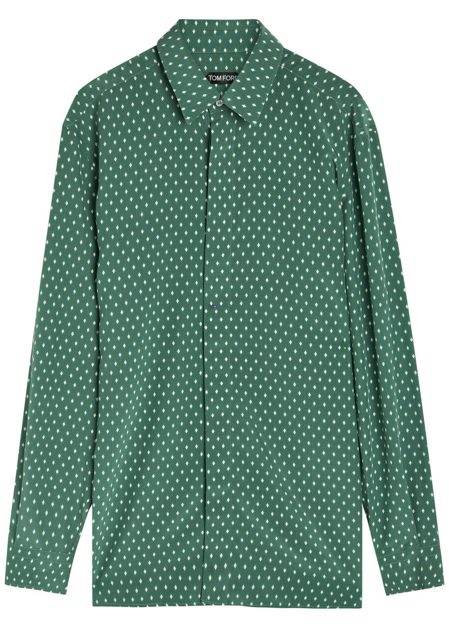 Tom Ford Diamond-print Silk Shirt Multicoloured 1