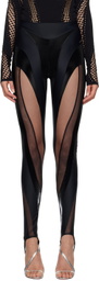 Mugler Black Sheer Spiral Leggings