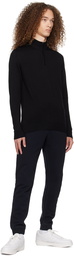 Sunspel Black Half-Zip Sweater