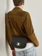 CELINE - Besace Triomphe Medium Leather-Trimmed Logo-Print Coated-Canvas Messenger Bag