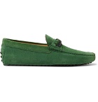 Tod's - Gommino Leather-Trimmed Suede Driving Shoes - Men - Green