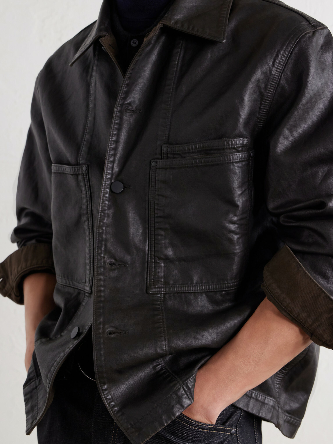 LEMAIRE - Coated Cotton-Twill Overshirt - Black