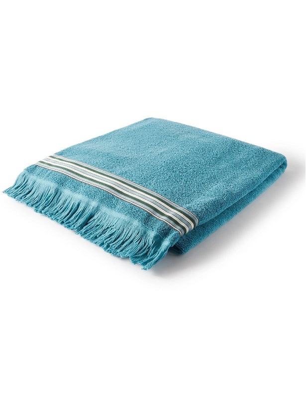 Photo: Loro Piana - Fringed Striped Cotton-Terry Beach Towel