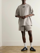 FEAR OF GOD ESSENTIALS - Wide-Leg Logo-Appliquéd Cotton-Blend Jersey Drawstring Shorts - Gray