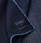 Kingsman - Drake's Wool and Silk-Blend Pocket Square - Blue