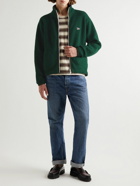 Drake's - Throwing Fits Logo-Embroidered Wool-Blend Fleece Jacket - Green