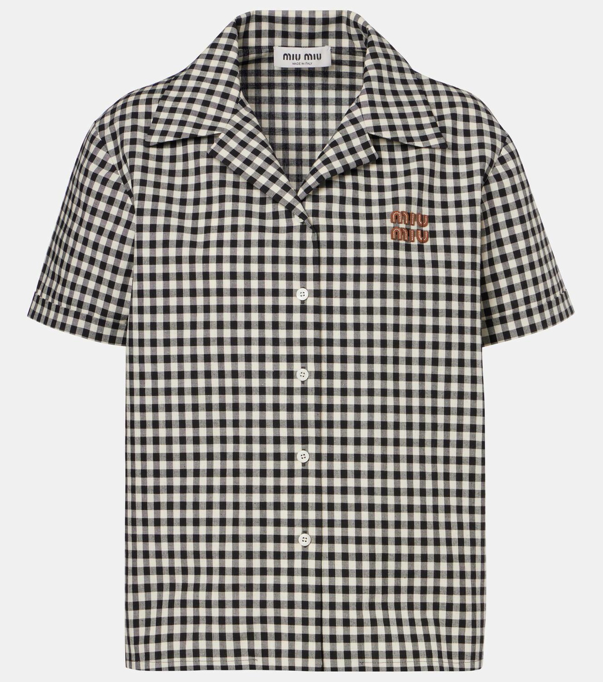 Miu Miu Logo gingham cotton shirt Miu Miu