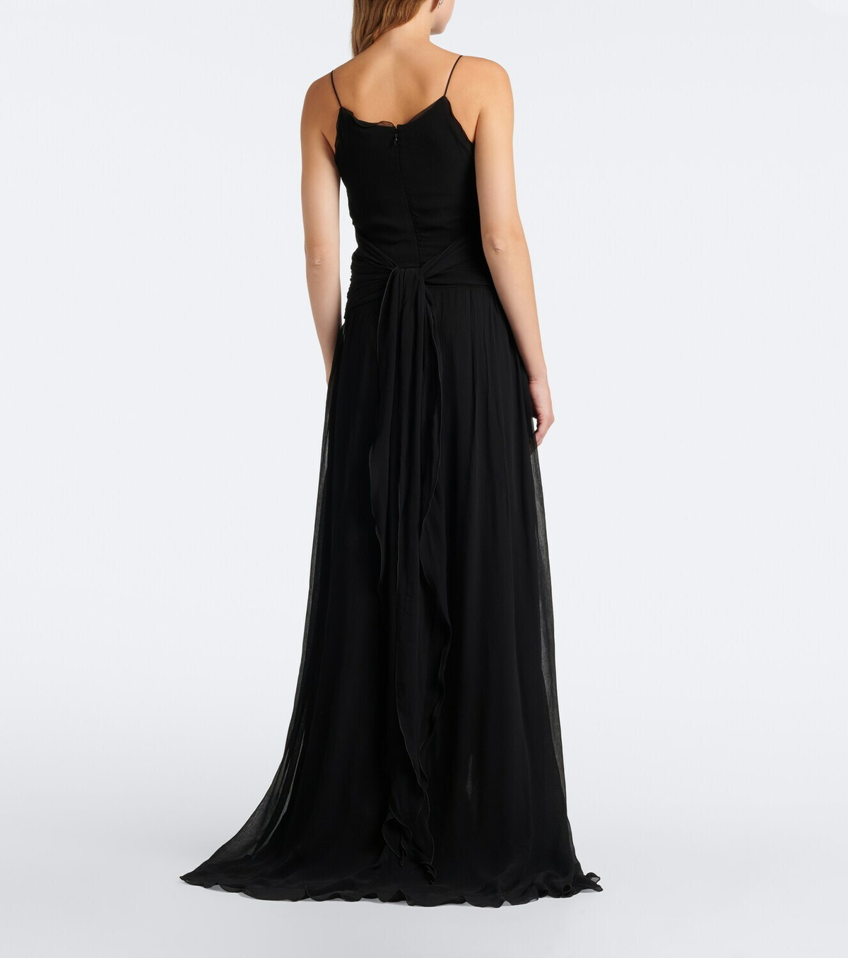 Blumarine Floral-appliqué ruffled georgette gown