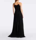 Blumarine Floral-appliqué ruffled georgette gown