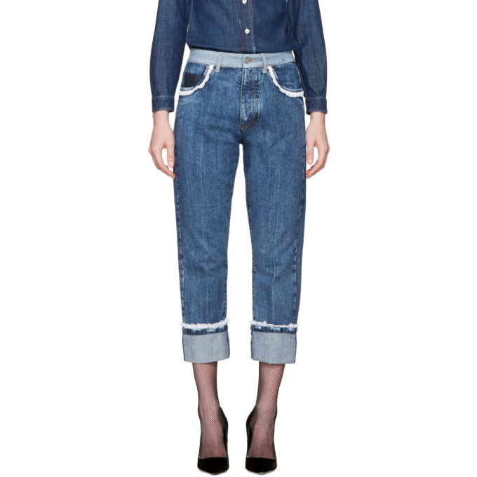 Photo: Miu Miu Indigo Lace Straight Boyfriend Jeans