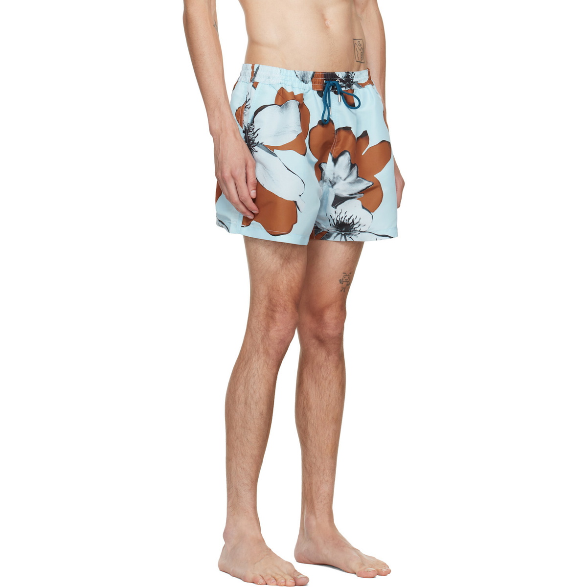 Paul Smith Blue 'Shadow Floral' Swim Shorts