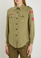 Isabel Marant Umberta Appliquéd Twill Shirt Khaki