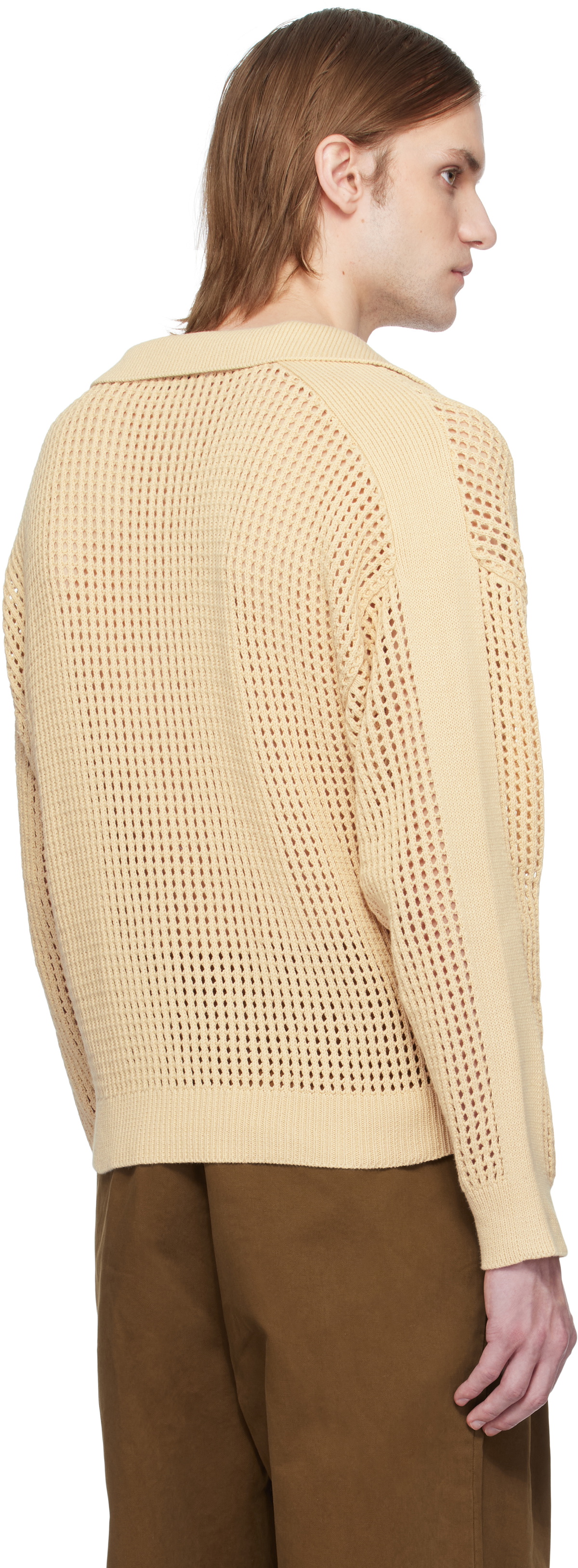 CMMN SWDN Beige Arram Open Knit Polo