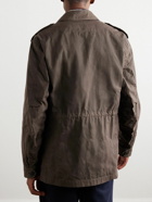 Purdey - Leather-Trimmed Cotton Field Jacket - Brown
