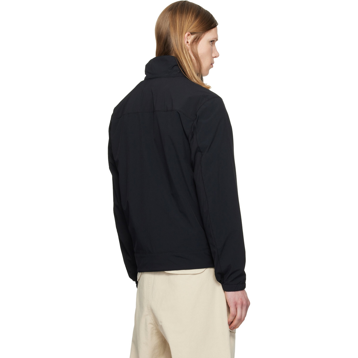 Stone Island Black 1200036 Stretch Nylon Tech Fleece Jacket