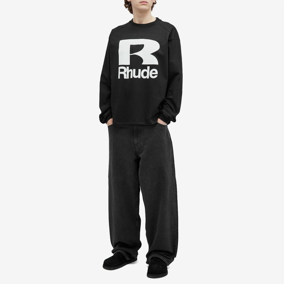 Rhude Men's Petrol R Crew Sweat in Vintage Black