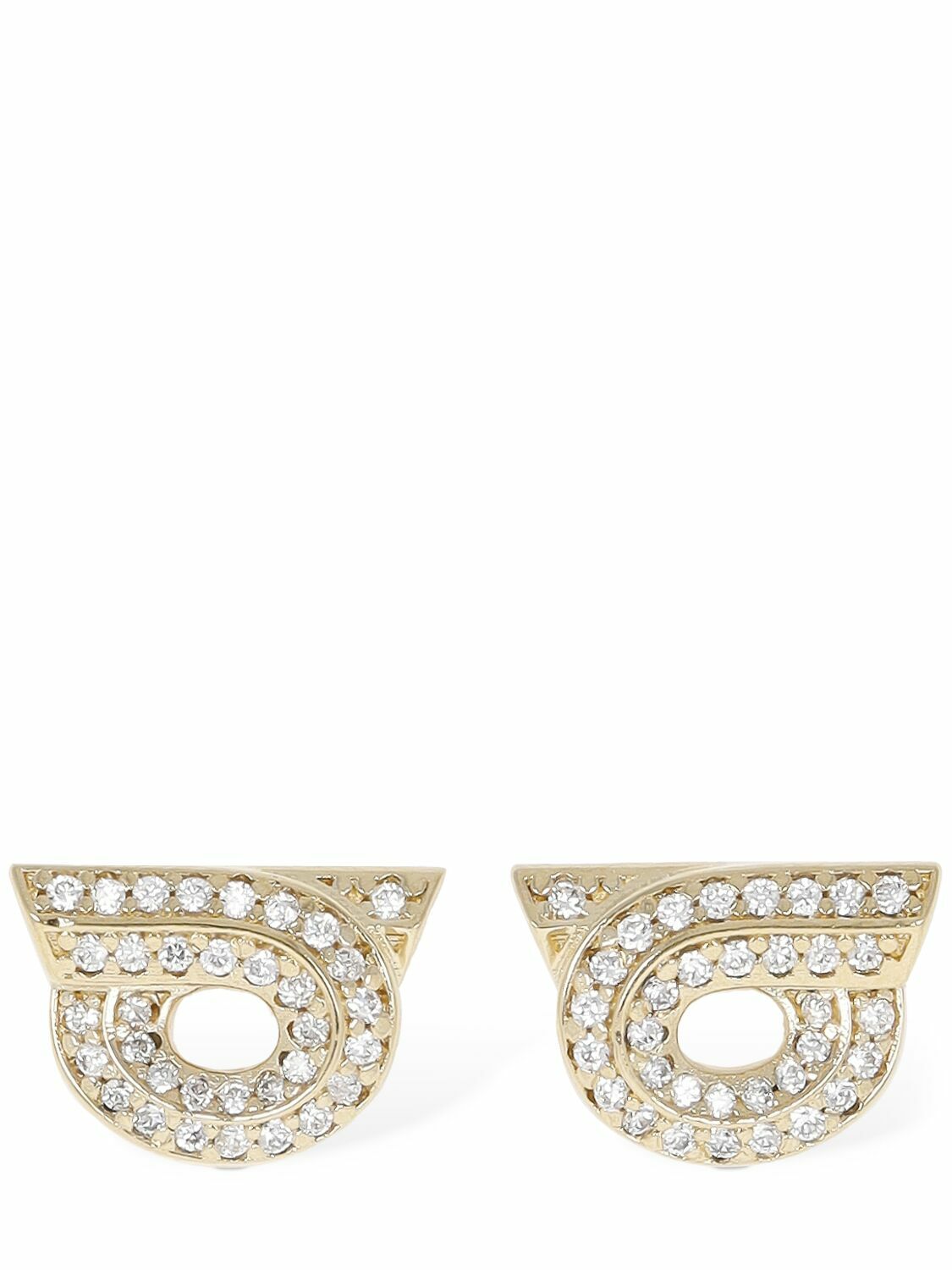 FERRAGAMO New Gstr 14d Crystal Stud Earrings Salvatore Ferragamo