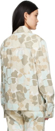 Objects IV Life Beige & Blue Camouflage Denim Jacket