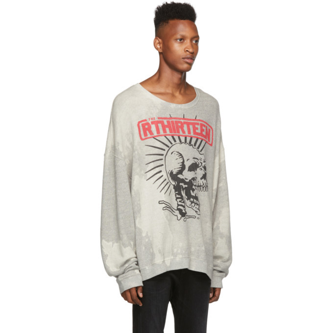 R13 Grey Exploited Punk Oversized Crewneck Sweatshirt R13