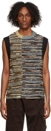 Andersson Bell Navy & Beige Contrast Knit Vest