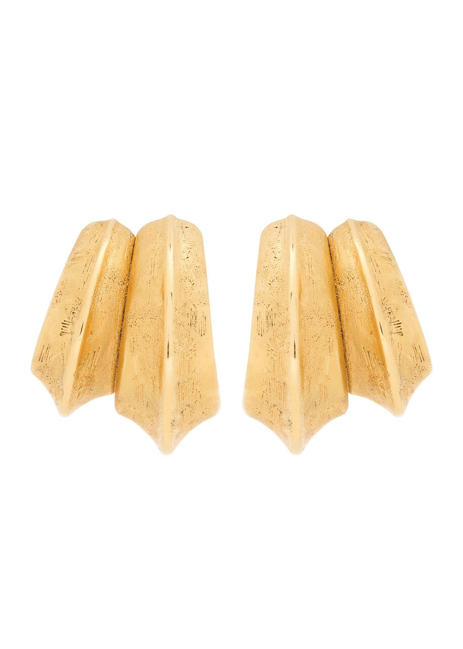 Saint Laurent Bo Pointes Arrondies Sculpted Gold-tone Earrings - One Size